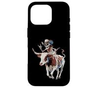 Longhorn Bull Cowboy Ganado Esqueleto Granja Halloween Carcasa para iPhone 16 Pro