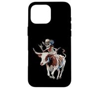 Longhorn Bull Cowboy Ganado Esqueleto Granja Halloween Carcasa para iPhone 16 Pro MAX