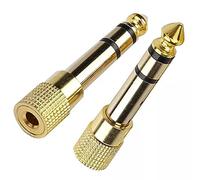 Longivia 2 adaptadores Jack para auriculares de 6,3 a 3,5 pulgadas, de cobre puro chapado en oro, reductor Jack 6.3 3.5 macho a hembra o de pequeño a grande, amplificador estéreo, auxiliar, mezclador