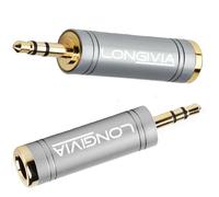 Longivia® 2 Unidad Adaptador Jack 6.3 a 3.5 en Cobre Puro Chapado en Oro - Conector Jack a Mini Jack - para Micro Audio Cable Auriculares Stereo y Smartphone