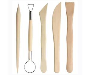 Longivia® 5 Piezas Herramientas Arcilla Secado al Aire en Madera de Haya - Palillos de Modelar Arcilla Polimerica o Sculpd - Kit Engobes para Ceramica Fria - Barro para Modelar