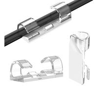 Longivia 50 Piezas Clips Adhesivos para Cables - Tamaño Mediano-Grande Transparente - Perfecto para Sujetar o Pegar Cable en la Pared - Organizador Sujeta Cables Adhesivo