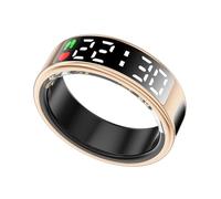 LONGLU Anillo Inteligente Unisex con Pantalla LED, Tracker Deporte Frecuencia Cardíaca/Oxígeno Sangre/Sueño/Deporte 5ATM Impermeable, Monitor Salud para iPhone y Android (Dorado, 9)