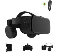 LONGLU Auriculares de Realidad Virtual VR para iPhone y Teléfonos Android, Gafas 3D de Realidad Virtual con Auriculares Inalámbricos para Películas Imax y Jugar Juegos con Control Remoto (Negro)