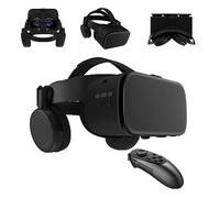 LONGLU Auriculares VR para teléfono de realidad virtual con control remoto, gafas de video 3D VR móviles para películas y juegos, compatible con teléfonos iPhone Android (negro)