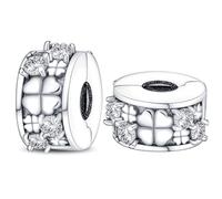 LONGLUCK 925 plata esterlina pulsera clip de cierre del encanto del collar espaciador de cuentas Con 5A Cubic Zircon Día de la Madre de Navidad DIY regalo para las mujeres