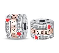 LONGLUCK 925 plata esterlina pulsera clip de cierre del encanto del collar espaciador de cuentas Con 5A Cubic Zircon Día de la Madre de Navidad DIY regalo para las mujeres