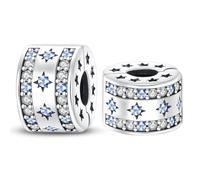 LONGLUCK 925 plata esterlina pulsera clip de cierre del encanto del collar espaciador de cuentas Con 5A Cubic Zircon Día de la Madre de Navidad DIY regalo para las mujeres