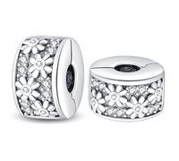 LONGLUCK 925 plata esterlina pulsera clip de cierre del encanto del collar espaciador de cuentas Con 5A Cubic Zircon Día de la Madre de Navidad DIY regalo para las mujeres