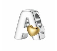 LONGLUCK A-Z Love Letter Charm Beads, plata de ley S925, para pulsera Pandora, collar, regalos de joyería para mujer