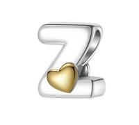 LONGLUCK A-Z Love Letter Charm Beads, plata de ley S925, para pulsera Pandora, collar, regalos de joyería para mujer