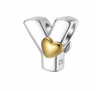 LONGLUCK A-Z Love Letter Charm Beads, plata de ley S925, para pulsera Pandora, collar, regalos de joyería para mujer