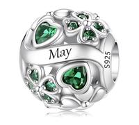 LONGLUCK Colgante de plata de ley 925 con piedra de nacimiento Adecuado para Pandora pulsera collar Trébol de cuatro hojas Birthstone Charm