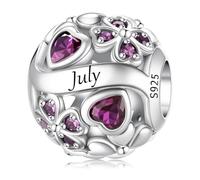 LONGLUCK Colgante de plata de ley 925 con piedra de nacimiento Adecuado para Pandora pulsera collar Trébol de cuatro hojas Birthstone Charm