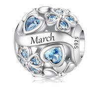 LONGLUCK Colgante de plata de ley 925 con piedra de nacimiento Adecuado para Pandora pulsera collar Trébol de cuatro hojas Birthstone Charm