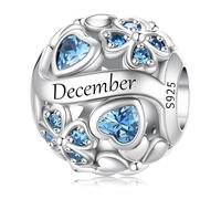 LONGLUCK Colgante de plata de ley 925 con piedra de nacimiento Adecuado para Pandora pulsera collar Trébol de cuatro hojas Birthstone Charm