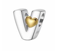 LONGLUCK Complete A~Z Alfabeto Charm Letter Beads Solid 925 Sterling Silver Fit European Pulseras Collar Mujeres Joyas Regalo Opciones, Plata de ley, Circonita cúbica