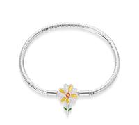 LONGLUCK Pulsera de plata de ley 925 con cadena de serpiente, libélula y trébol con circonita cúbica 5A, regalo para mujeres, 7,1in/18cm, Plata de ley Circonio