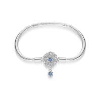 LONGLUCK Pulsera de plata de ley 925 con cadena de serpiente, libélula y trébol con circonita cúbica 5A, regalo para mujeres, 7,9in/20cm, Plata de ley Circonio