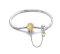 LONGLUCK Pulsera de plata de ley 925 con cadena de serpiente, libélula y trébol con circonita cúbica 5A, regalo para mujeres, 6,7in/17cm, Plata de ley Circonio