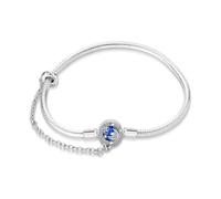 LONGLUCK Pulsera de plata de ley 925 con cadena de serpiente, libélula y trébol con circonita cúbica 5A, regalo para mujeres, 7,9in/20cm, Plata de ley Circonio