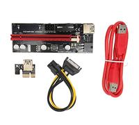 LONGONGAN Adaptador de extensión de Tarjeta gráfica PCIe Riser de 1X a 16X, con alimentación USB 3.0 y Cable de 60 cm, Interfaz Dual de alimentación GPU de 6 Pines para rigs de minería,