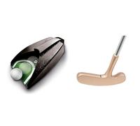 LONGRIDGE Black Auto Putt Golf Ball Returner - Black Two Way BULLSYE Putter - Brass