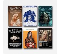LONGRUi Juego de 6 pósteres musicales de Billie Eilish para pared, lienzo, decorativo, estético, póster impreso, decoración, 20 x 30 cm, estilo sin marco