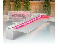 LONGRUN Derrame de Cascada de Acero Inoxidable, Control de aplicación, luz LED Multicolor para Exteriores, Fuente de Piscina, Kit de Fuentes de Agua Koi, cascadas, Kit para decoración de jardín-90cm
