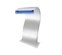 LONGRUN En Forma de S Aliviadero de la Cascada Acero Inoxidable Fuente de Piscina con Colorida luz LED, Kit de cascadas de estanques al Aire Libre para Patio de jardín estanques koi -24.5x52x33cm
