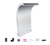 LONGRUNNEW Cascada de rebosadero de Acero Inoxidable para Piscina, Fuente Curvada con Accesorios, cascadas de Estanque, en Forma de S, para Exteriores, rebosadero, Kit para jardín, terraza, Piscina