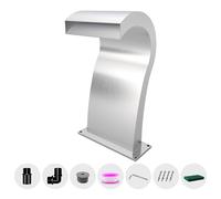 LONGRUNNEW Cascada de rebosadero de Acero Inoxidable para Piscina, Fuente Curvada con Accesorios, cascadas de Estanque, en Forma de S, para Exteriores, rebosadero, Kit para jardín, terraza, Piscina