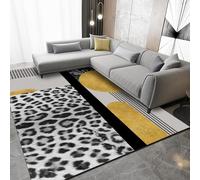 LONGSAO Alfombra De Salón Moderna 180 x 250 cm Alfombra Antideslizante Lavable Grande para Comedor Dormitorio Pasillo Baño Cocina Moderno Abstracto Negro Gris Amarillo