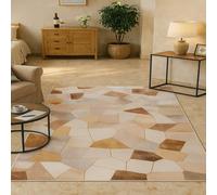 LONGSAO Alfombra Salón Grande 150 x 180 cm Alfombras Antideslizante Suaves para Comedor Dormitorio Pasillo Cocina Marrón modernobeigeblancogris Claro