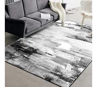LONGSAO Moderno Gran Tamaño Alfombra,110 x 190 cm, Salón Antideslizante Alfombras Pintura al óleo y Tinta en Blanco y Negro Simple Abstracta para Comedor, Dormitorio, Pasillo, Baño, Cocina