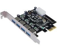 Longshine LCS-6380-4 - Tarjeta USB 3.0 PCIe (4 externos, Incluye Cable de alimentación SATA, SATA)