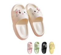 LONGSILVER Pantuflas de gato para mujer, diseño de gatito, suela gruesa, antideslizante, de secado rápido, para ducha, baño, al aire libre, Blanco, 5-6 Women/4-5 Men