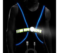 Longu Chaleco reflectante LED para correr, luz nocturna de seguridad, recargable por USB, para ciclismo, multicolor, traje de fibra óptica, para mujeres, hombres y niños, para correr, ciclismo
