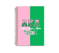 LONGXIN AKA Gifts 1908 Sisterhood Spiral Notebook AKA Paraphernalia Sorority Gifts for Women Girls Sister Inspirational Lined Journal Notebook for Work School Note Taking