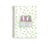LONGXIN AKA Sorority Gifts for Women 1908 Pink and Green Spiral Notebook AKA Paraphernalia Gifts for Girls Sister Lined Journal Notebook for Work School Note Taking