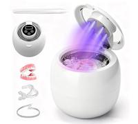 LONGYI 45KHz Limpiador Ultrasonidos Dental, Cápsula Dental de 210 ml con 6 Lámparas UV, Batería Incorporada, 4 Ajustes de Temporizador, Limpiador Ultrasónico para Dentaduras Postizas