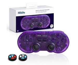 LONGYI 8BitDo SN30 Pro Mando inalámbrico Bluetooth con joysticks de efecto Hall, vibración Rumble y cable USB-C, Gamepad retro para Switch, Windows, Mac OS, Android, Steam Deck - Morado