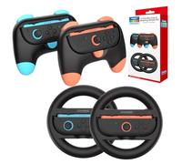 LONGYI Juego 4 en 1 con Volante de 2 Piezas y Empuñadura de 2 Piezas para Switch 2 , Volante de Carreras de Diseño Ergonómico y Agarre Cómodo Compatible con mario kart world wheel
