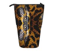 Longzehao Amarillo serpiente impresión lápiz telescópico bolsa de lápiz titular Pop Up Storage, de pie portátil Pen Case, negro, talla única, Negro 1, One size