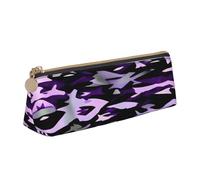 Longzehao American Camuflaje Púrpura Impresión Simple Triangular Pluma Caso Bolsa de Almacenamiento para Suministros de Oficina, Cosméticos, Artículos, Blanco, One Size, Art Deco, Color blanco., Talla