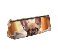 Longzehao Animal Dog French Bulldog2 - Estuche triangular simple para guardar artículos de oficina, cosméticos, artículos de tocador, Blanco, One Size, Art Deco