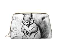 Longzehao Ardilla de dibujos animados impresión Cuero auténtico cremallera bolsa cosmética organizador viaje bolsa de aseo embrague, blanco, talla única, Blanco 1, One size