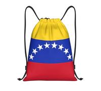 Longzehao Banderas de Venezuela Imprimir Cordón Bolsas, gimnasio Sport Sack Bolsa de cordón adecuado para deportes Natación Viajes., Negro, Medio, Negro 1, M