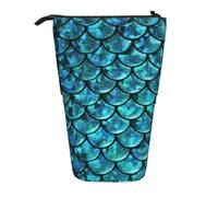 Longzehao Báscula de pescado impresión telescópica lápiz bolsa titular de la pluma pop up caso de almacenamiento, de pie portátil pluma caso, negro, talla única, Negro 1, One size