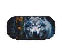 LONGZEHAO Blue Eyes Wolf1 Print - Estuche rectangular simple para guardar bolígrafos, suministros de oficina, cosméticos, artículos de tocador